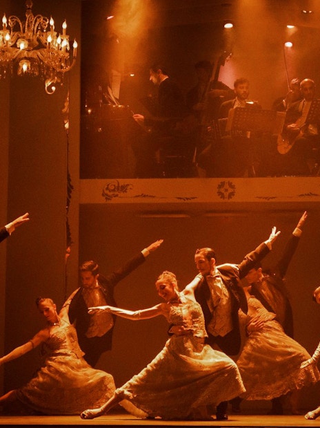Tango dancers performing at Cafe de los Angelitos in Buenos Aires.
