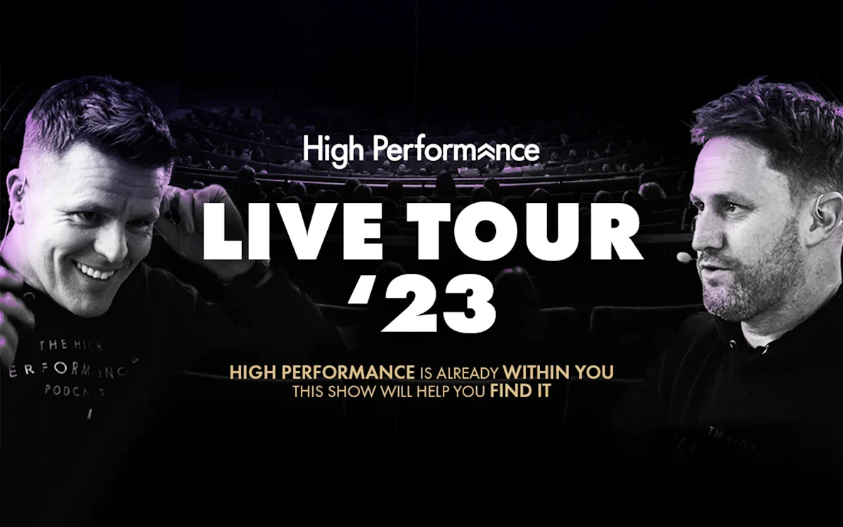 High Performance Live Tour '23 promotional image with audience in background.