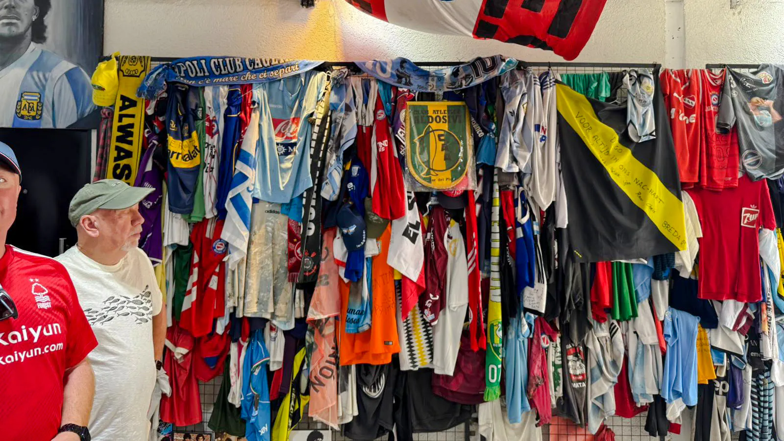 Football jerseys and memorabilia displayed at Casa de D10S, Buenos Aires.