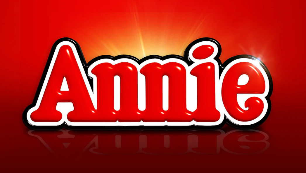 Annie musical logo with red background, Brisbane show promotion