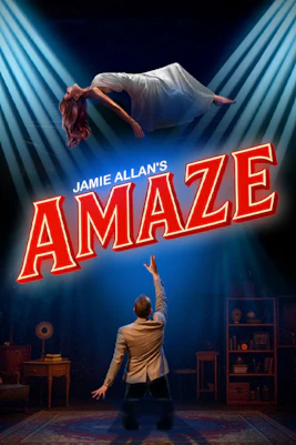 Magician performing levitation trick at Jamie Allan's Amaze show
