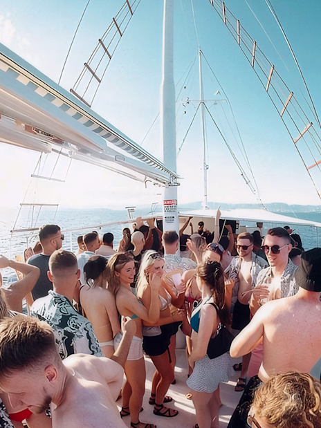 Guests enjoying Split Party Cruise on a boat with ocean views.