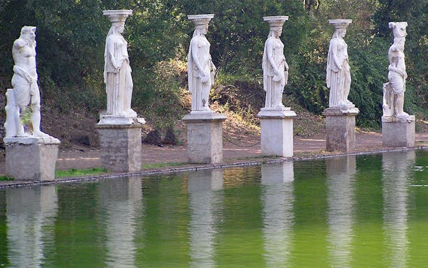 Statues along the Canopus pool at Tivoli Villae, Italy.