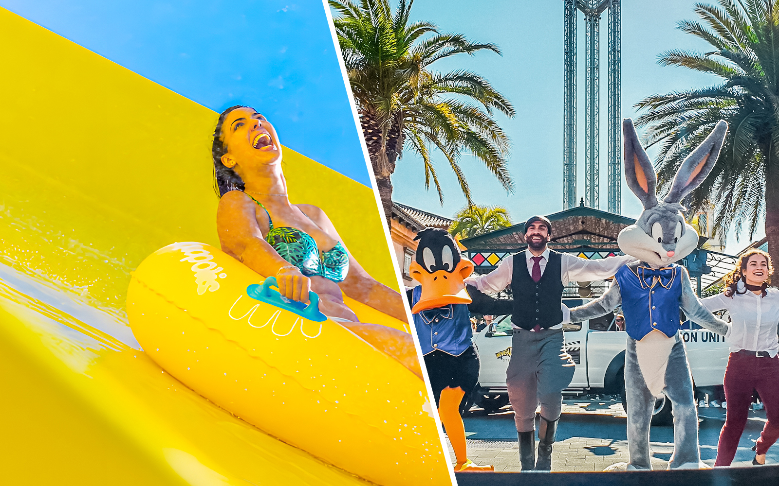 Woman enjoying a water slide at Aquopolis Villanueva.