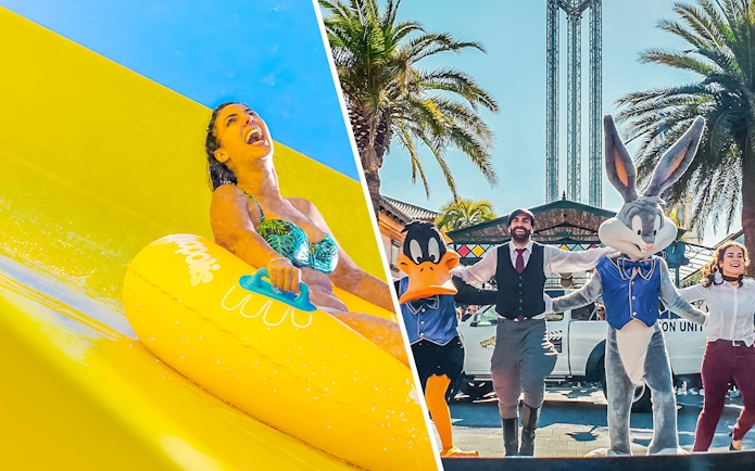 Woman enjoying a water slide at Aquopolis Villanueva.