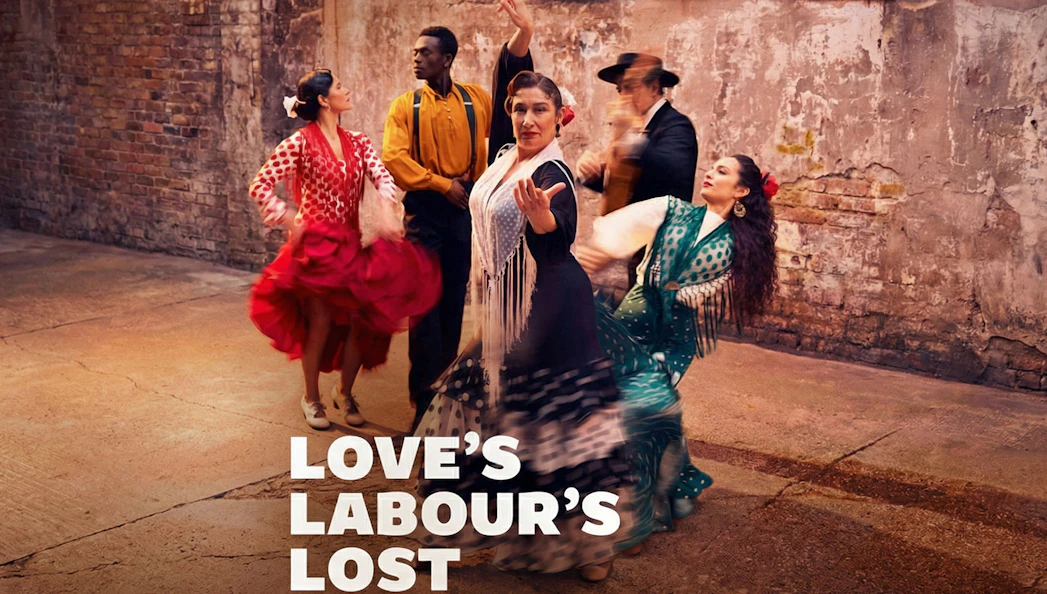 Dancers performing in vibrant costumes for Love's Labour's Lost in West End.