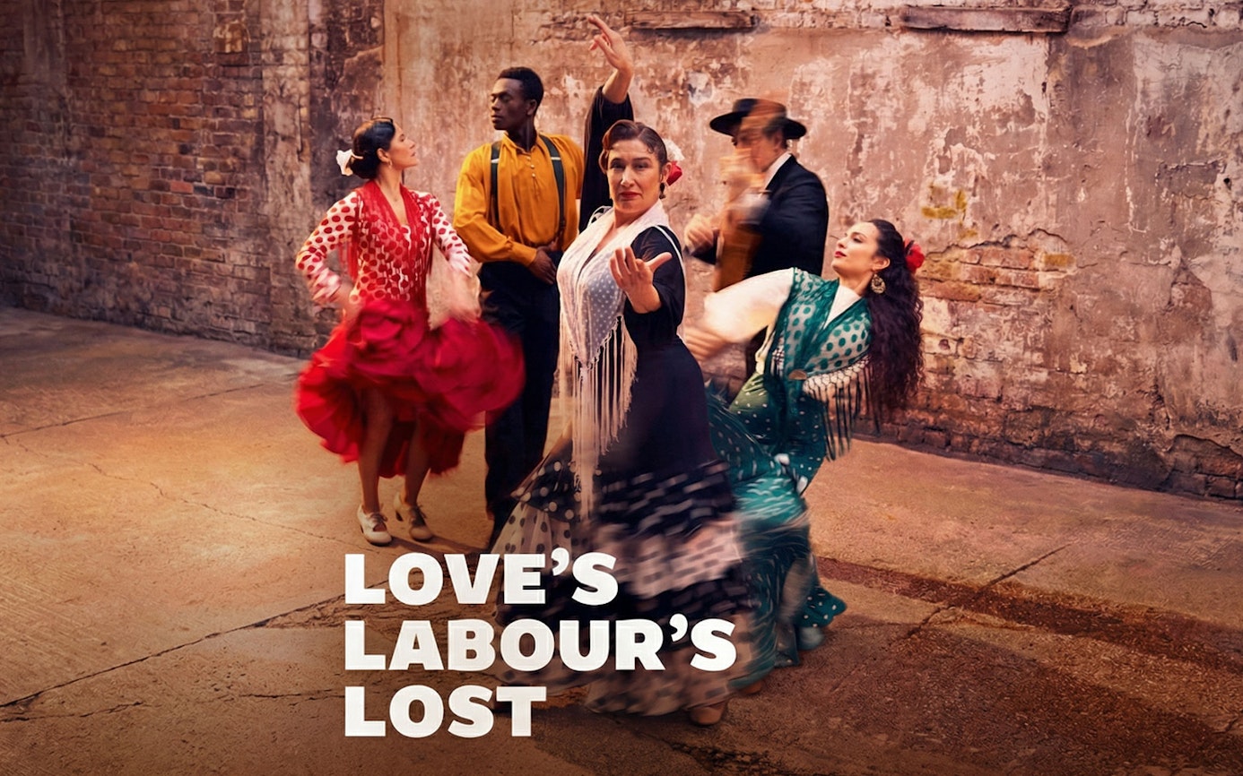Dancers performing in vibrant costumes for Love's Labour's Lost in West End.