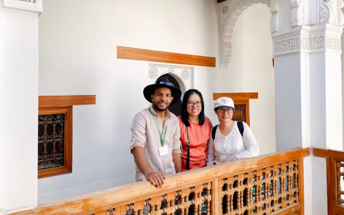 People with guide at Madrasa Ben Youssef, Marrakesh.