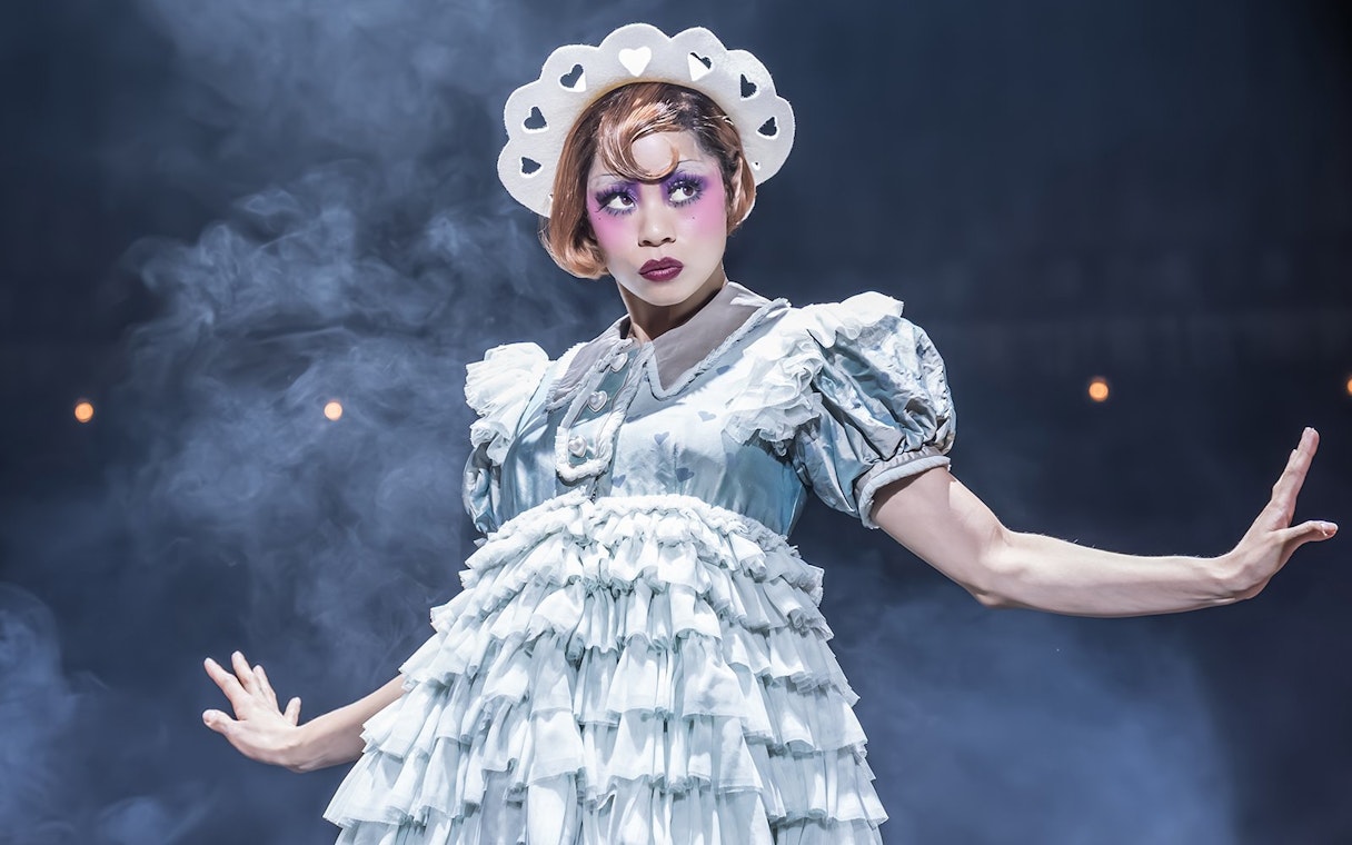 Performer in costume during Cabaret Westend show stage performance.