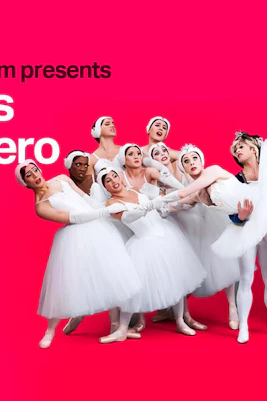 Les Ballets Trockadero de Monte Carlo dancers in white tutus at Peacock Theatre.