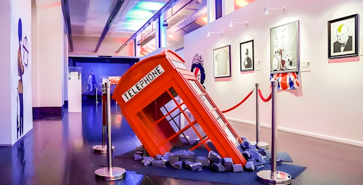 An installation representing Death of a Phonebooth at The Art of Banksy, Melbourne