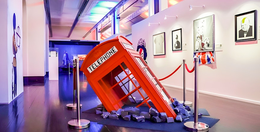 An installation representing Death of a Phonebooth at The Art of Banksy, Melbourne