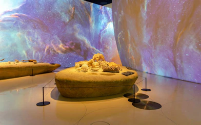 Exhibit of fossils and artifacts at the National Museum of Qatar, Doha.