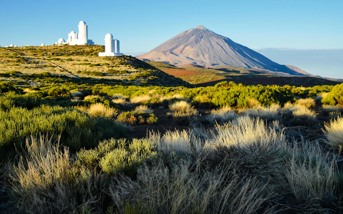 Teide Observatory complex with Mount Teide in the background, Tenerife.