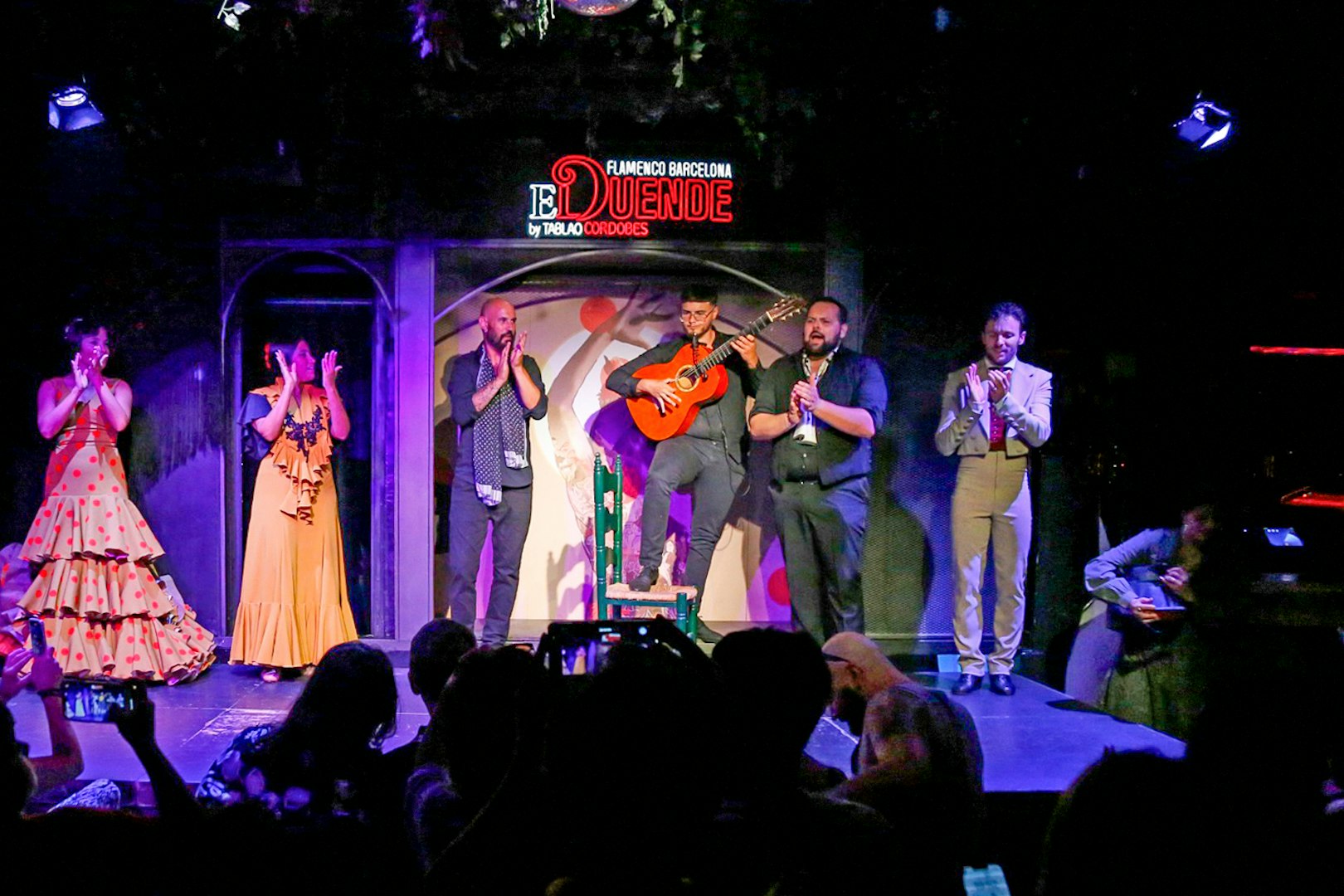 Flamenco dancers and guitarist performing at El Duende by Tablao Cordobes, Barcelona.