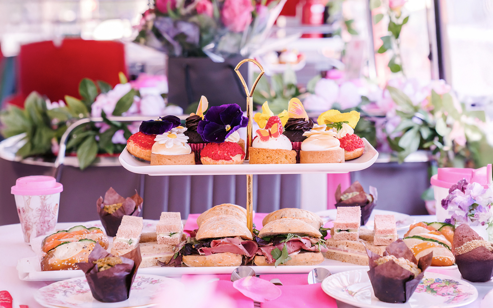 Afternoon tea pastries and sandwiches on Brigit’s Bakery bus tour.