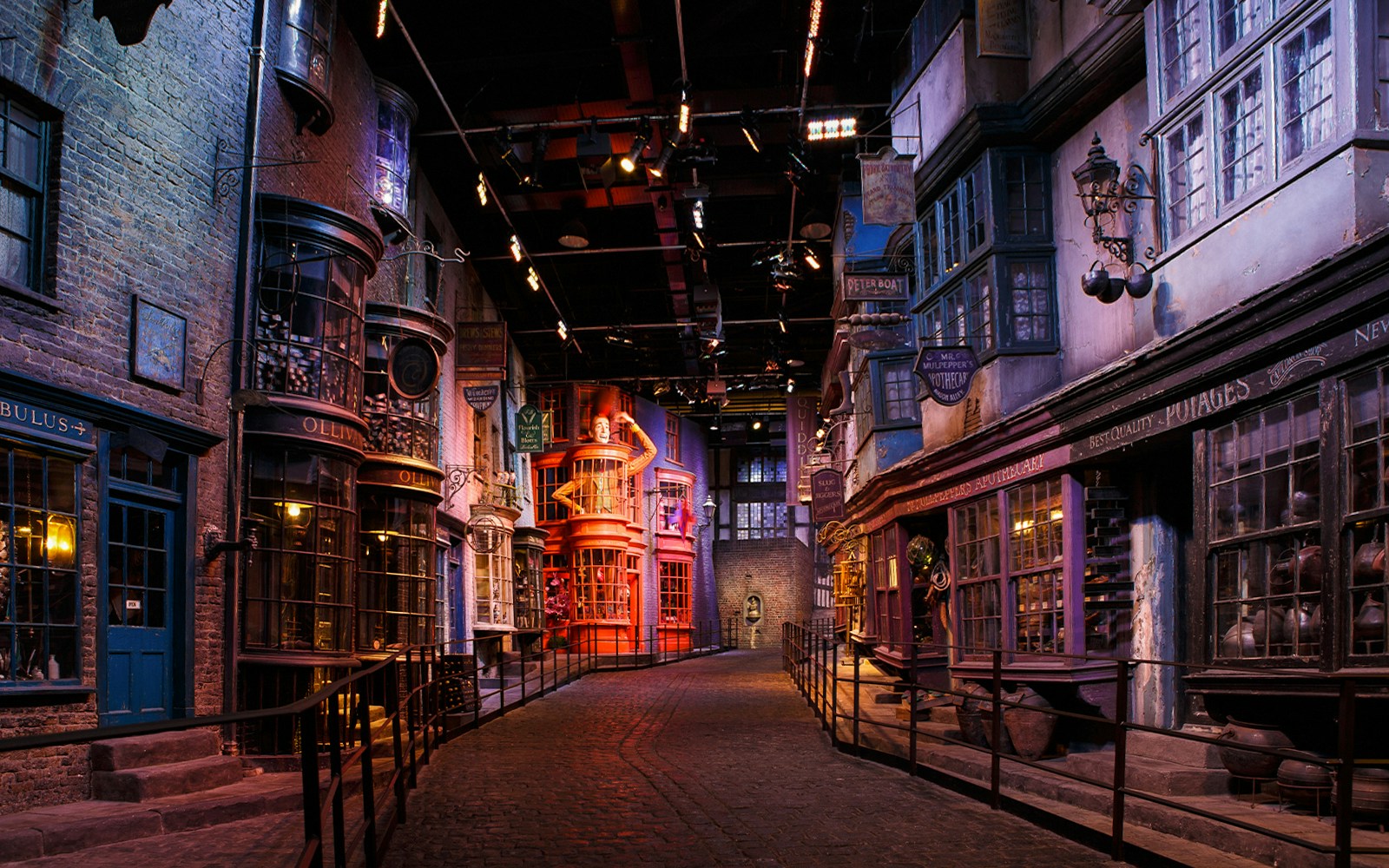 Diagon Alley set at Harry Potter Warner Bros. Studio Tour near London.