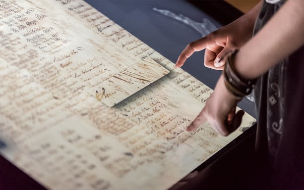 Interactive display of signatures at Museum of Waitangi exhibit.