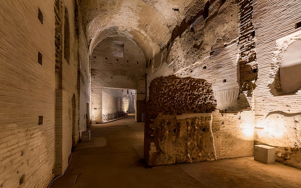 Domus Aurea interior with ancient Roman architecture, part of Nero's Golden House tour.