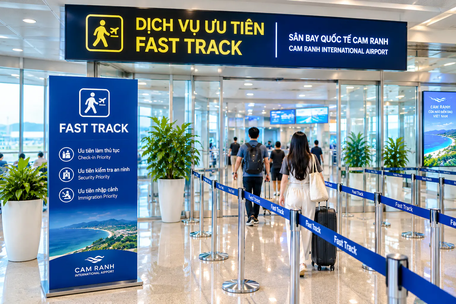 Fast track lane at Cam Ranh International Airport for group arrivals, Nha Trang.