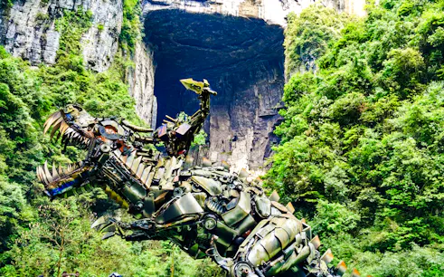 Robotic dinosaur sculpture at Wulong Three Natural Bridges, Chongqing.