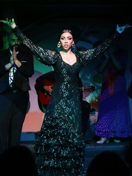 Flamenco dancer performing at El Duende by Tablao Cordobes, Barcelona.