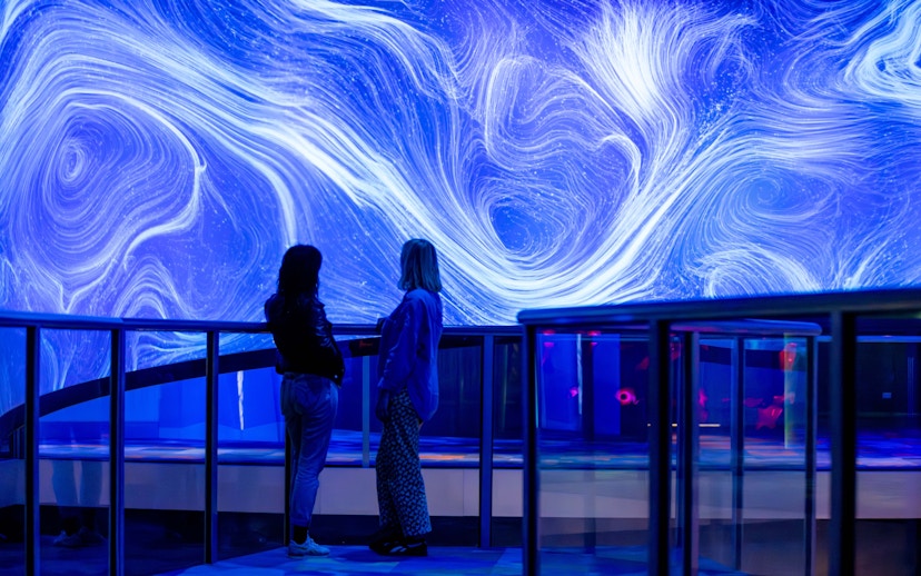 Visitors viewing "Our Wondrous Planet" exhibit at Melbourne Museum.