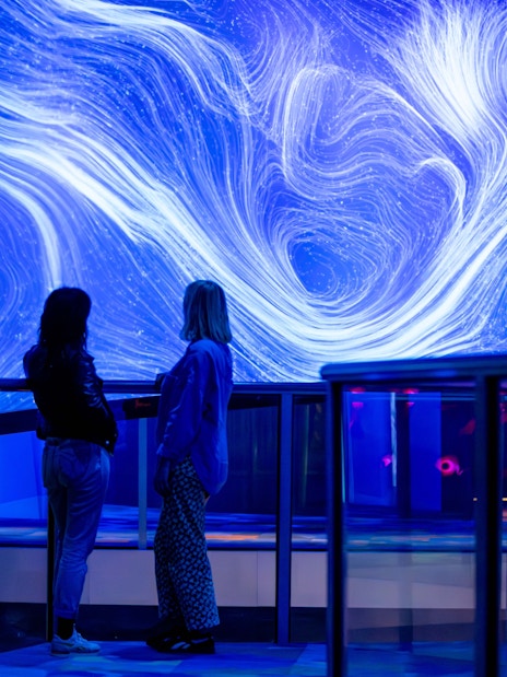 Visitors viewing "Our Wondrous Planet" exhibit at Melbourne Museum.