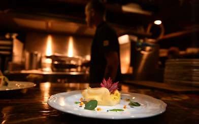Elegant dish served on Galleon Dinner Cruise in Venice.