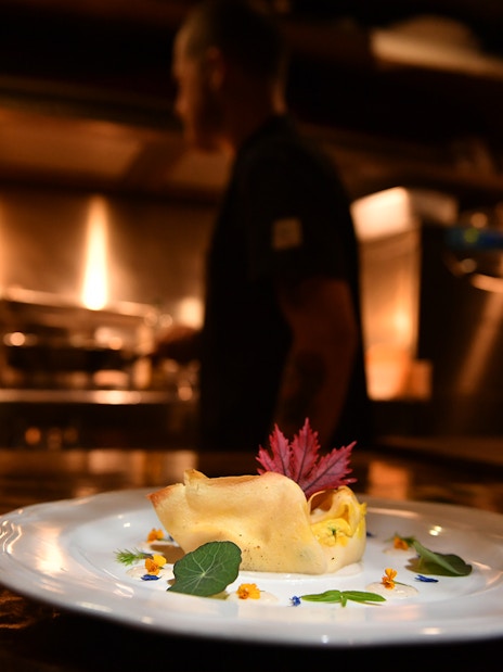 Elegant dish served on Galleon Dinner Cruise in Venice.