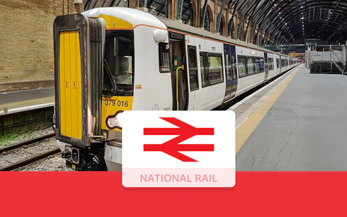 Train at platform in London St Pancras International station.