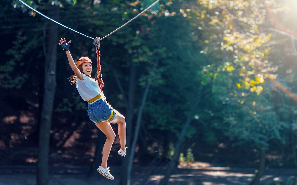 Ziplining adventure in Antalya forest.