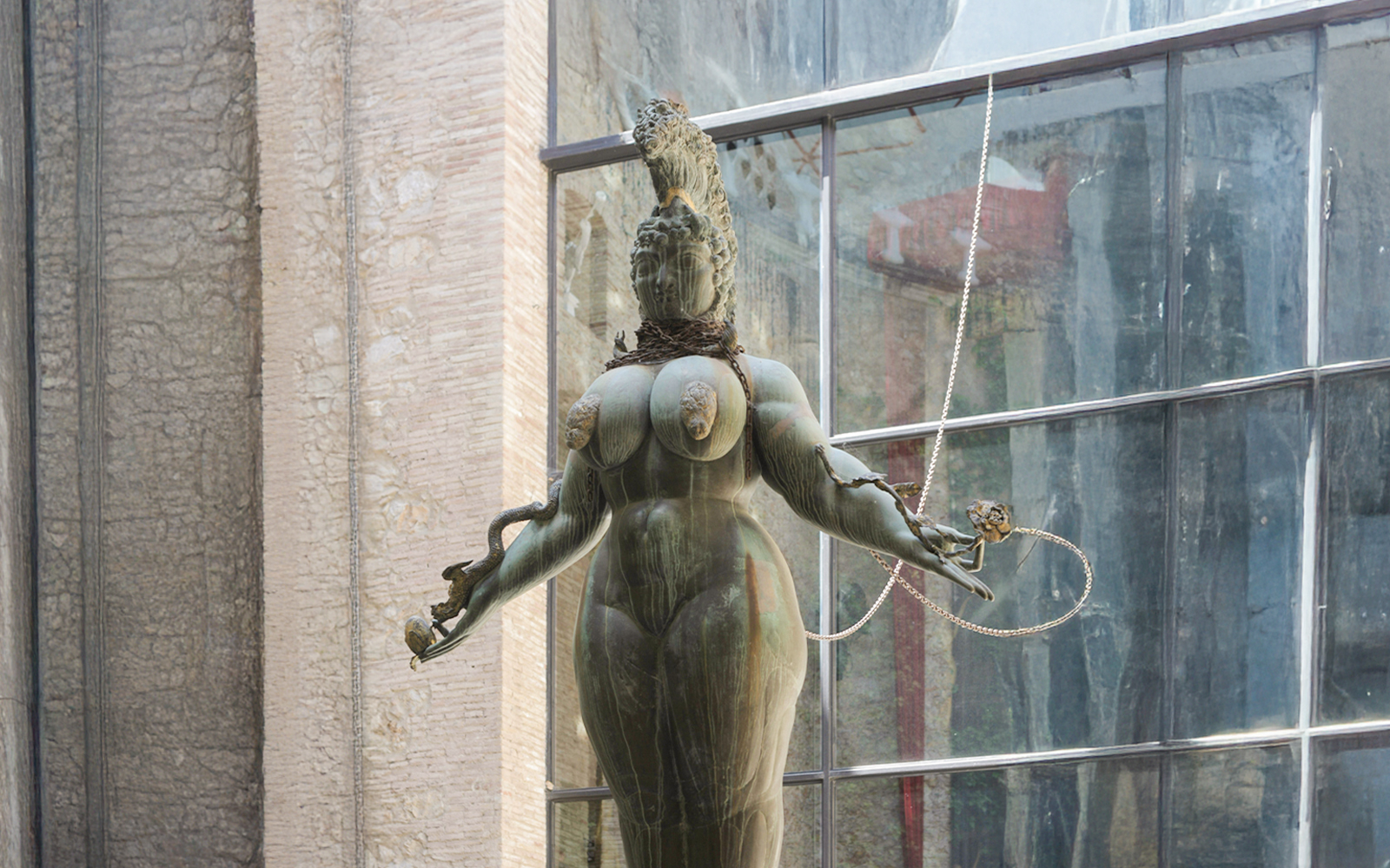 Statue of goddess Diana atop "Rainy Taxi" at Dalí Theatre-Museum, Figueres, Spain.