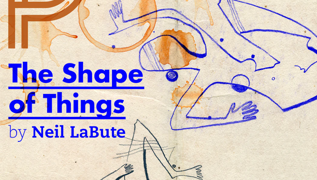 The Shape of Things" text with abstract blue and orange line art.