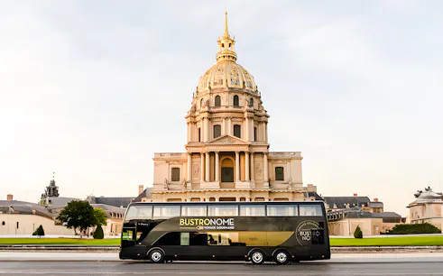 Bustronome bus in front of Les Invalides, Paris.