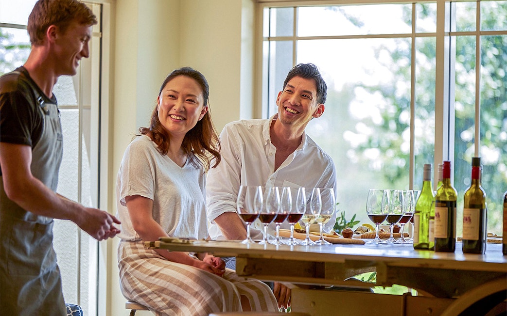 Wine tasting with local cheese at Tulloch Wines, Hunter Valley.