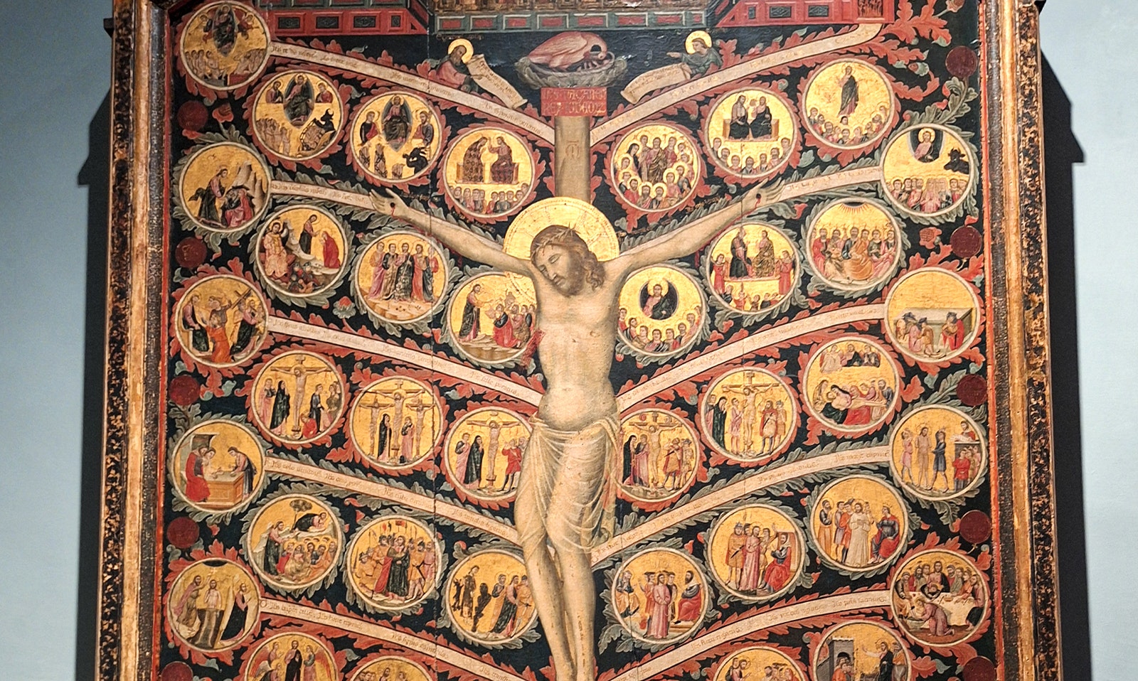 Tree of Life painting by Pacino di Buonaguida at Accademia Gallery, Florence.