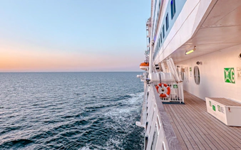Overnight ferry deck view of the sea en route to Helsinki.