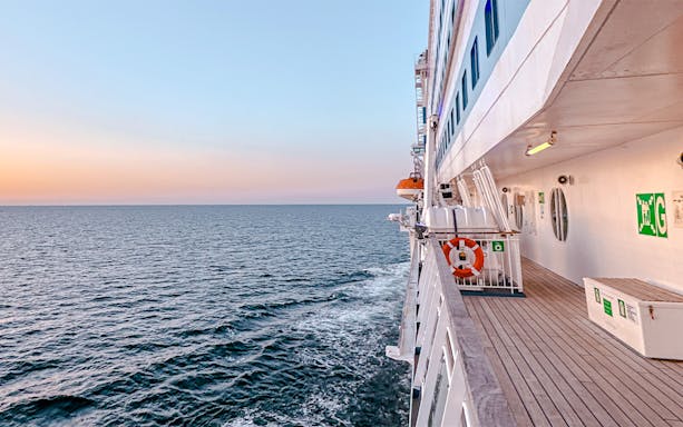 Overnight ferry deck view of the sea en route to Helsinki.