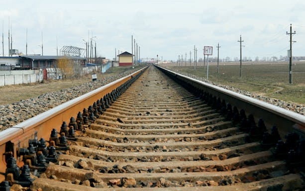 Railway tracks leading to Auschwitz-Birkenau Concentration Camp, Poland.