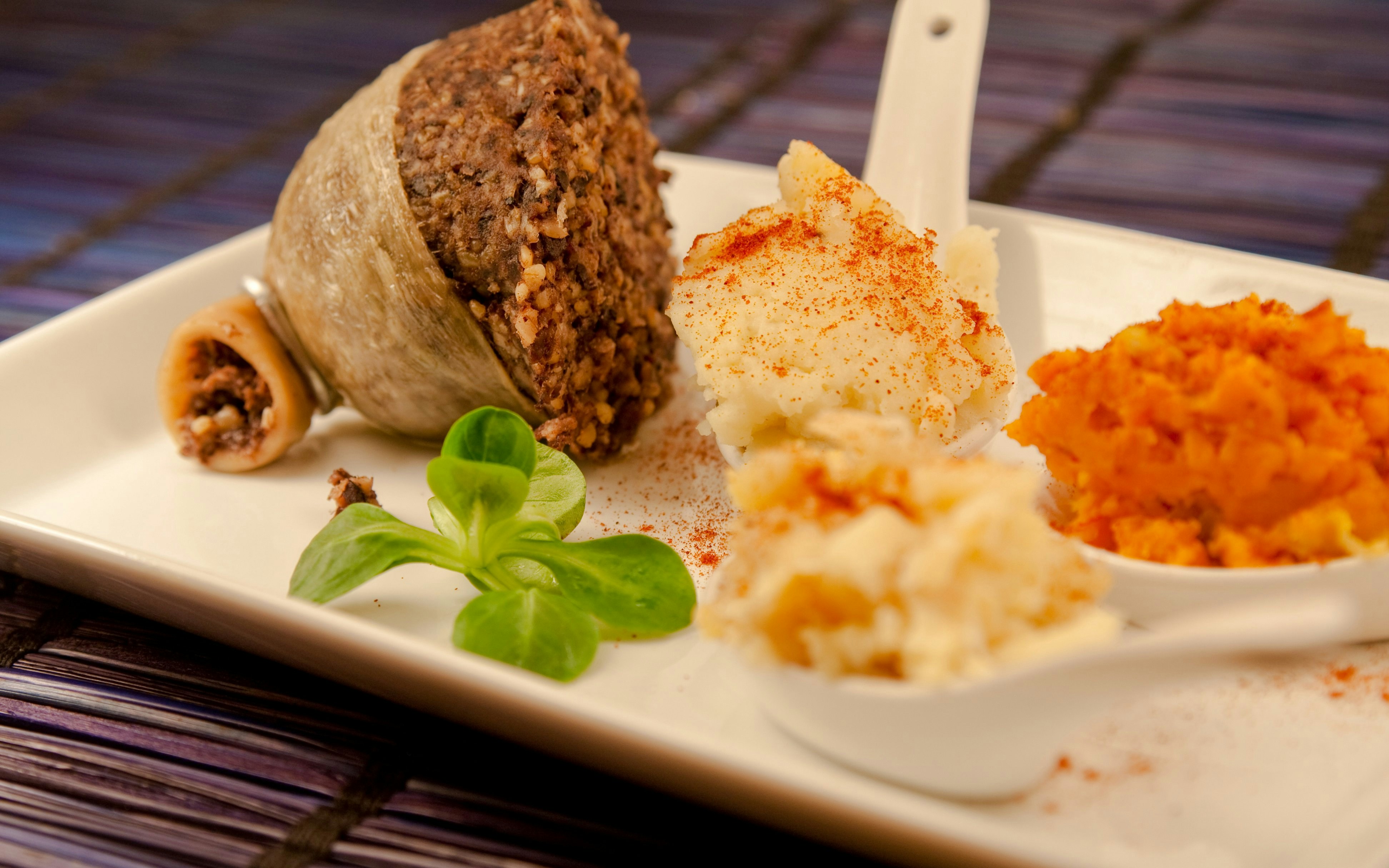 Haggis with neeps and tatties served at The Gannet in Edinburgh.