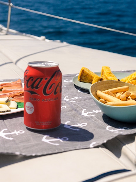 Lunch snacks on a yacht deck during a private tour in Tenerife.