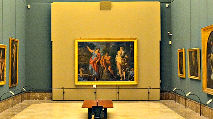 Interior of Museo di Capodimonte, Naples, featuring classic paintings on display.