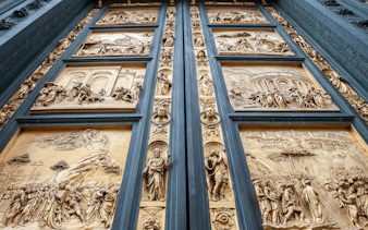 Golden panels of the 'Gates of Paradise' at Florence Baptistery, part of Florence in a Day tour.