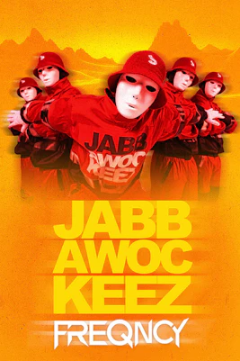 Jabbawockeez dancers in red costumes and masks, Vegas show poster.