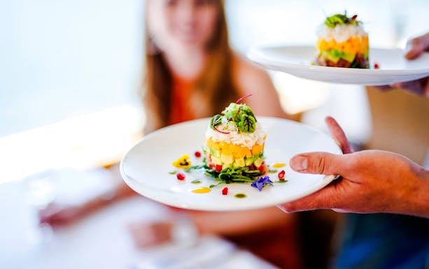 Multi-course dish served on Vivid Sydney Sunset Cruise.
