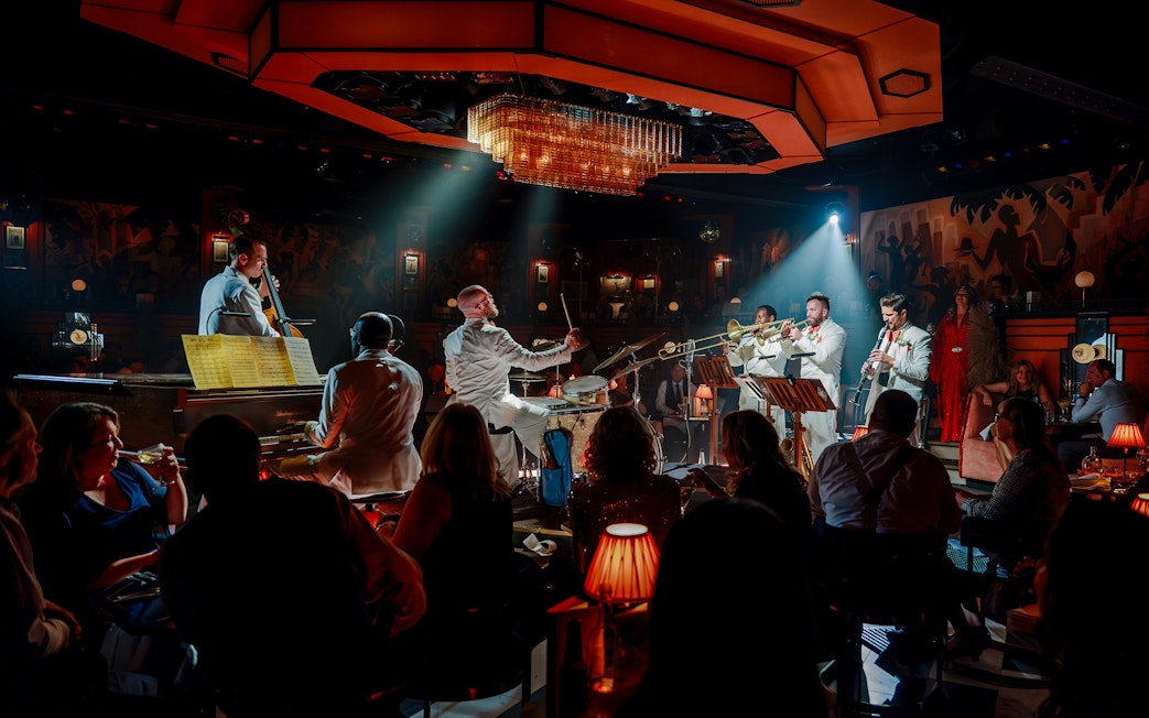 Jazz band performing live at a 58th Street venue with an engaged audience.