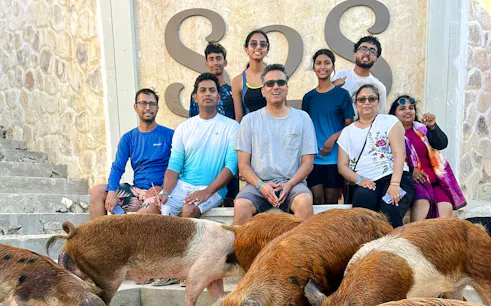 nassau party catamaran cruise to private beach club with snorkeling, pigs & turtles, and lunch-1