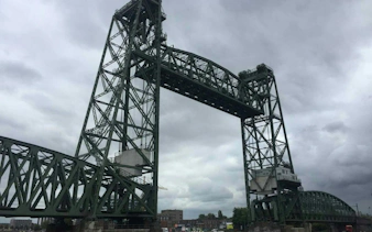 Historic De Hef bridge in Rotterdam, part of the self-guided city exploration game.