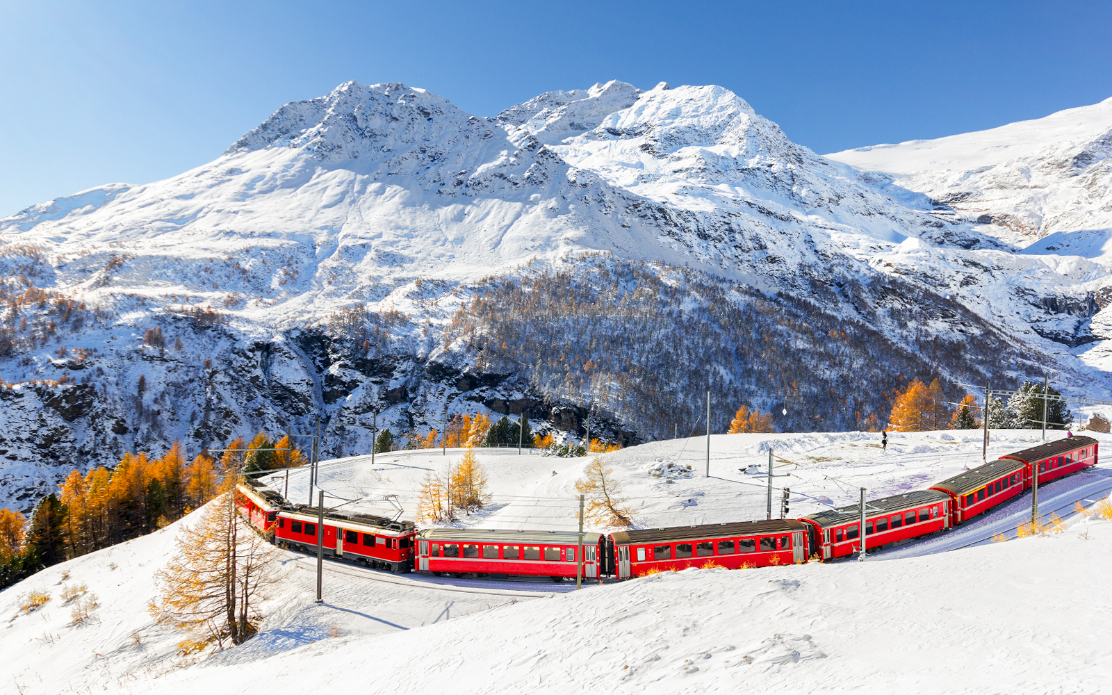 Scenic view from the Glacier Express train during a day trip in Switzerland